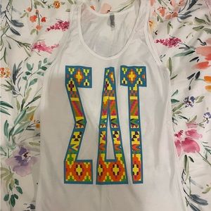 SDT letters tribal print tank